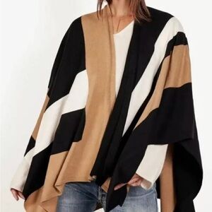 Parrish LA Stevie Ryan’s Colorblock Poncho Sweater OSFA